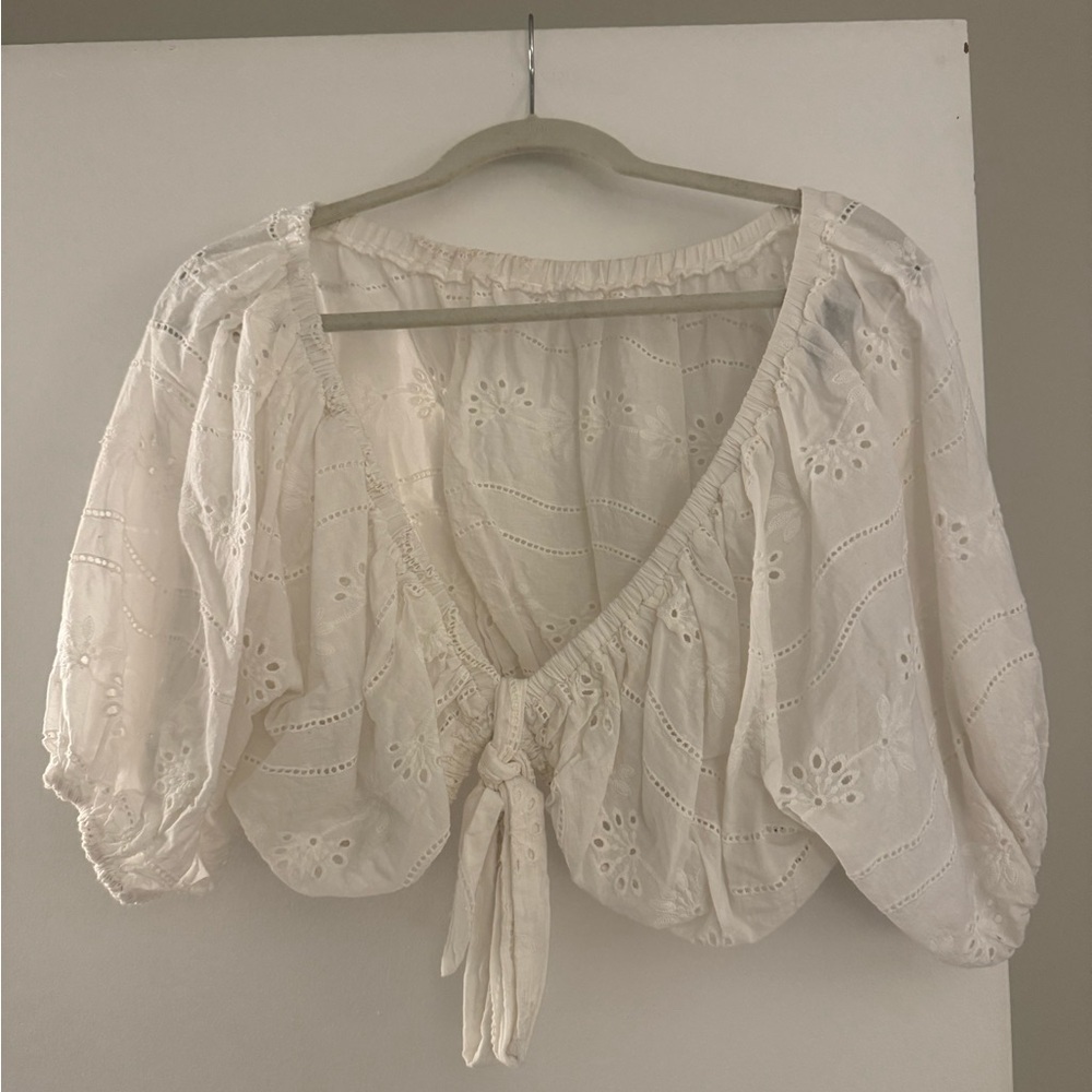 Sabo skirt White Embroidered Women's Top